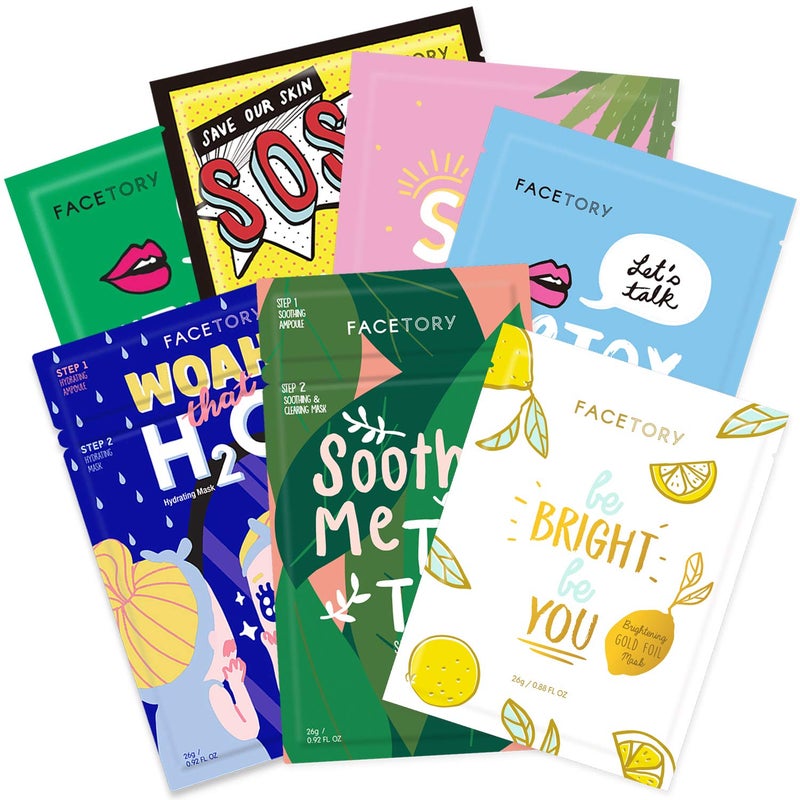 FACETORY K Beauty Face Mask Skin Care - BEST OF 7 COLLECTION Sheet Mask Set | Natural Premium Korean Face Mask For All Skin Types - No Sulfates No Parabens (7 pc) - Image 1